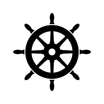 Sailing vessel helm icon for maritime decoration.
