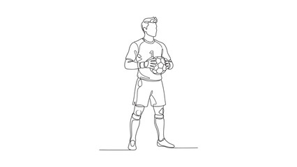 Obraz premium A detailed line art illustration of a professional soccer goalkeeper standing ready.