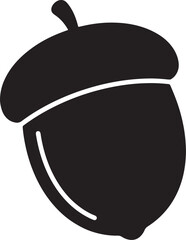 Minimalist black acorn silhouette with simple stem and cap lines, flat also transparent background © mHs
