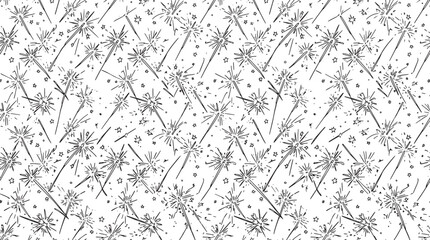 Obraz premium Minimal Snowflake Doodle Seamless Background with Winter Elements