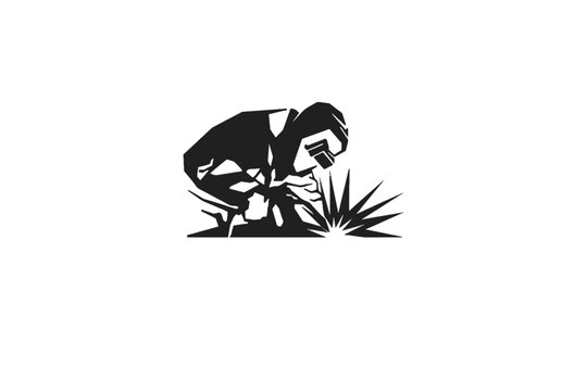 Professional welder silhouette using a welding torch vector tool for industrial metal construction work topaz microstock slot 4 3x2