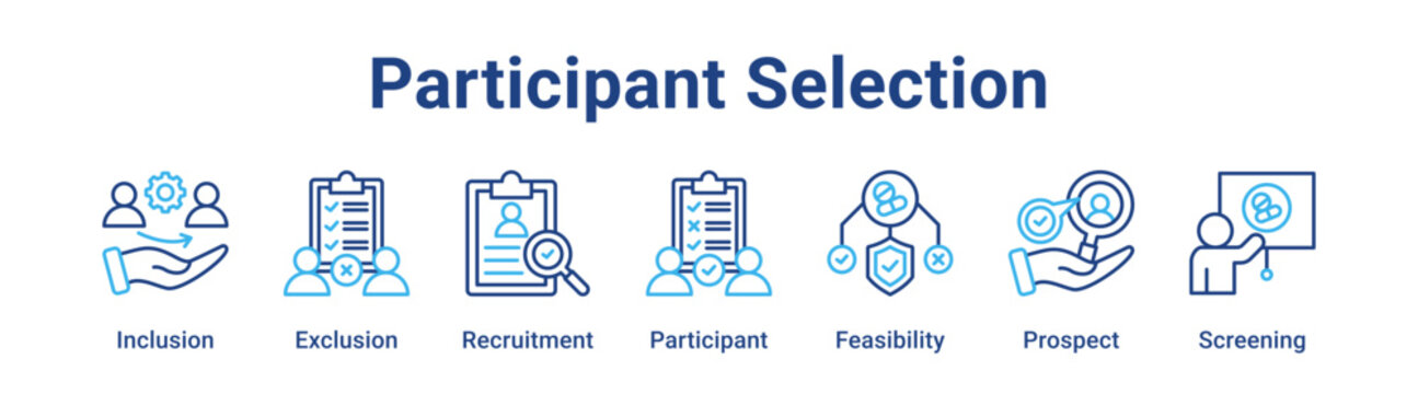 Participant Selection web banner icon vector illustration concept for education with icon of Inclusion, Exclusion, Recruitment, Participant, Feasibility.