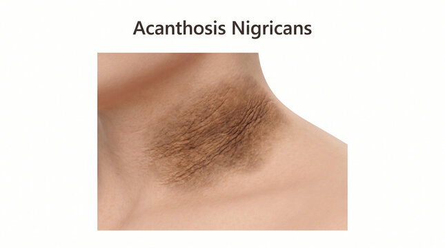 Acanthosis Nigricans Skin Hyperpigmentation Medical Illustration