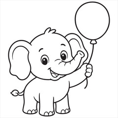 Fototapeta premium Cute Cartoon Elephant Holding Magnifying Glass Close Up Illustration