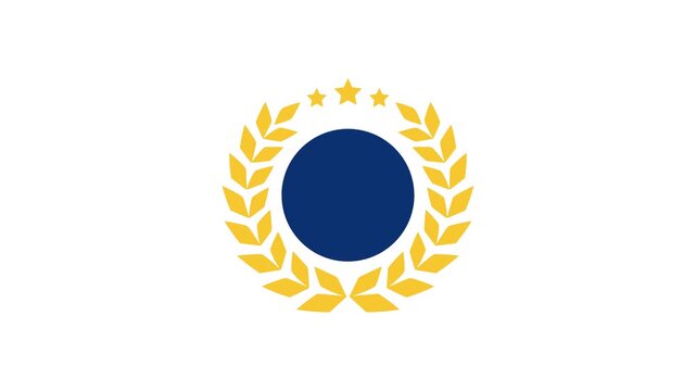 Animated golden laurel wreath and blue emblem for usa 250th celebration