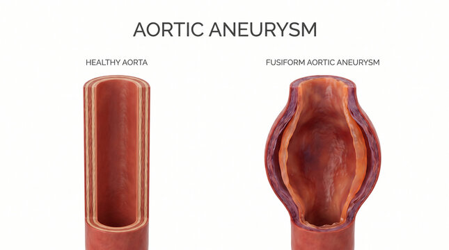 3D Anatomy of Fusiform Aortic Aneurysm vs Healthy Aorta