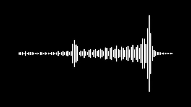 4k abstract music sound wave or audio wavefrom isolated on black background.qualizer animation. Visualization of recording and playback of sound, Futuristic sound wave visualization.
