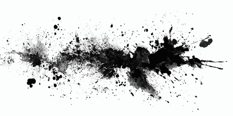 Fototapeta premium Dynamic black ink splash and splatter abstract art on white background for 2026