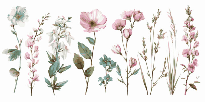 Vibrant watercolor tropical flowers collection diverse exotic blooms isolated for floral design projects isolated on transparent background