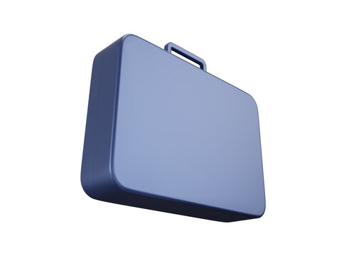 Low angle view of closed briefcase 3d icon. Isolated 3D object.