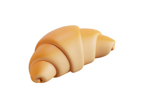 Croissant 3d icon. Isolated 3D object