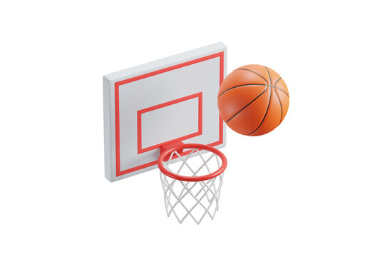 Basketball hoop with ball 3d icon. Isolated 3D object