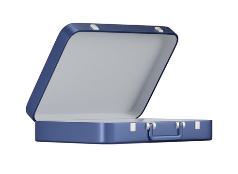 Open empty briefcase 3d icon. Isolated 3D object.