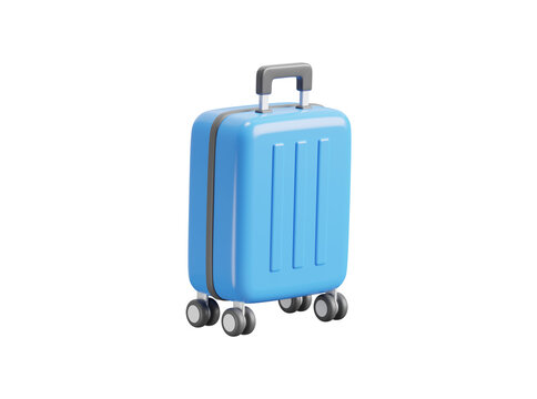 Rolling suitcase 3d icon. Isolated 3D object.