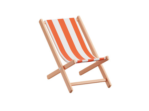 Folding beach chair 3d icon. Isolated 3D object