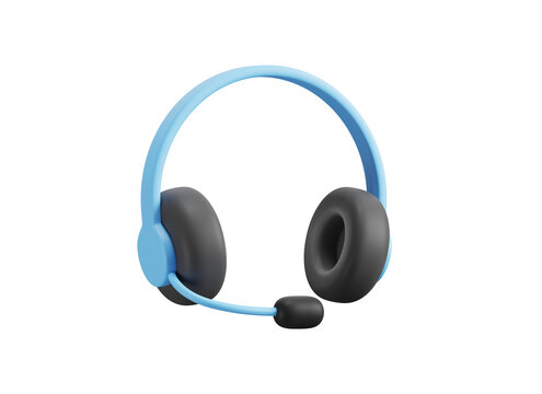 Headset with microphone 3d icon. Isolated 3D object.