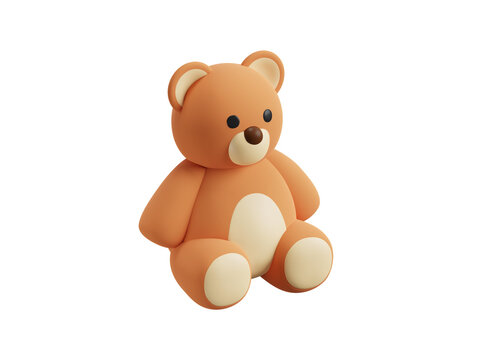 Teddy bear 3d icon. Isolated 3D object