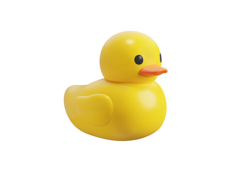 Yellow rubber duck 3d icon. Isolated 3D object