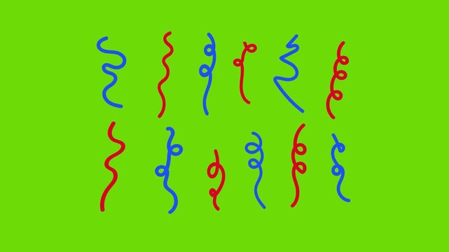 Decorative ribbon squiggle animation green screen and black screen motion graphics overlay