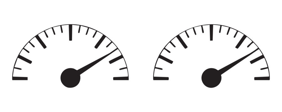Speedometer scale vector, gauge sign, flat design, isolated on transparent background.