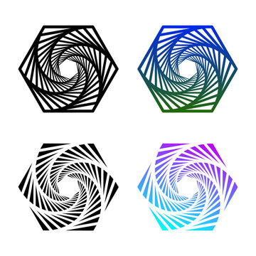 Abstract Geometric Hexagon Spiral Vortex Logo Design Elements