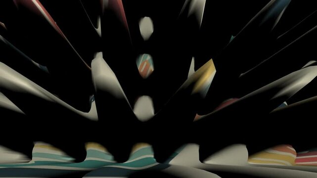 Abstract geometric spikes pattern with dark shadows and light highlights 4K video