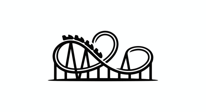Roller Coaster Track Silhouette Against White Background
