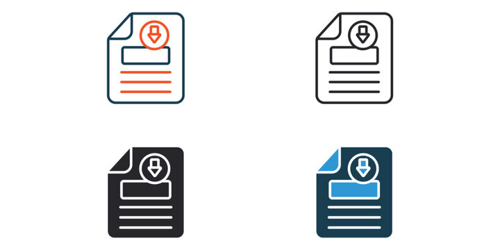pdf icons outline and Flat Style,transparent background