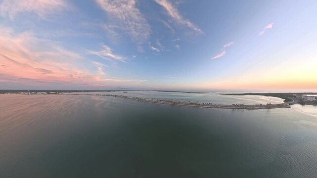 4K Aerial Drone Footage of Dunedin Causeway and Saint Joseph Sound, Florida