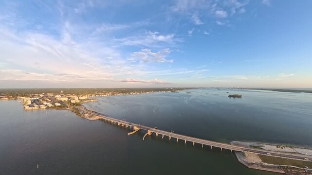 4K Aerial Drone Footage of Dunedin Causeway and Saint Joseph Sound, Florida