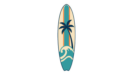 Fototapeta premium Retro surfboard with palm tree and wave graphic
