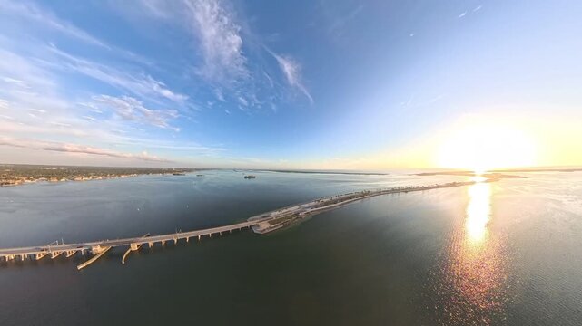 4K Aerial Drone Footage of Dunedin Causeway and Saint Joseph Sound, Florida