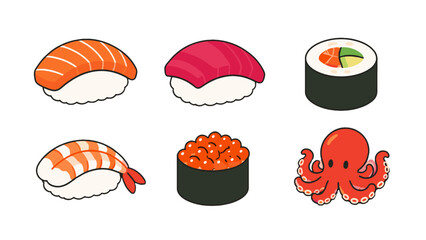 Cute sushi and seafood seamless vector pattern set © icon_art
