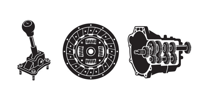 Manual Gearbox Components and Clutch Mechanism Automotive Transmission System Vector