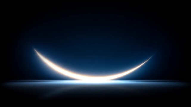 Abstract crescent shape with glowing light against a dark background