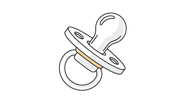 Simple line art illustration of a baby pacifier in white and tan colors isolated on a white background for nursery or infant themes.