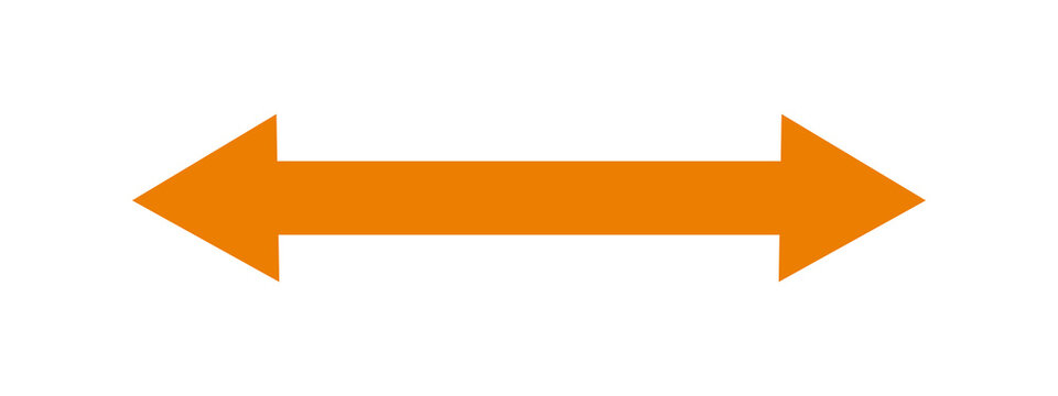 Orange double sided arrow pointing to the left and right