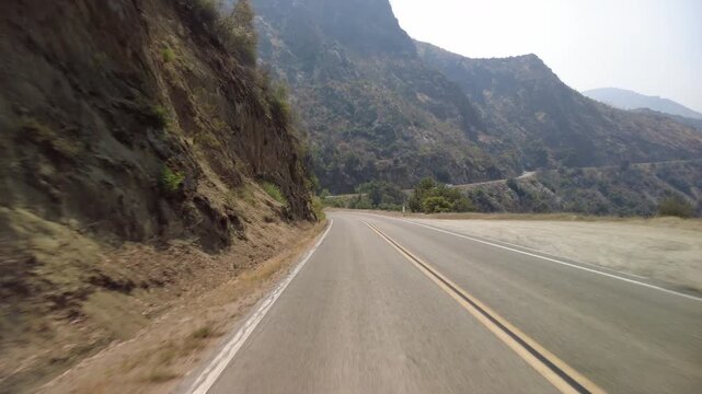 Kings Canyon Scenic Byway East Section 34 Eastbound MultiCam Rear View Driving Plate California USA