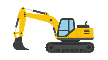 Yellow tracked excavator vector illustration isolated on white © icon_art