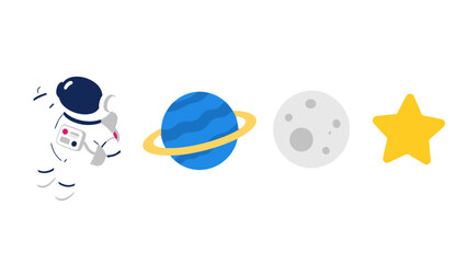 Astronaut with planet, moon and star space vector icons © icon_art