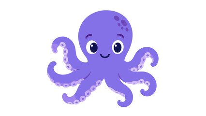 Cute purple cartoon octopus isolated on white background © icon_art