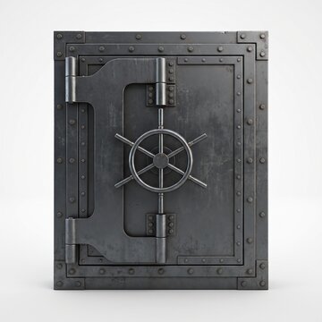 Heavy duty industrial steel vault door with large combination wheel lock mechanism