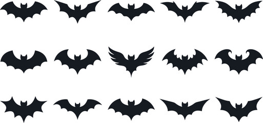 Fototapeta premium Halloween bat silhouettes collection spooky vector graphics for october 31st decorations and party supplies