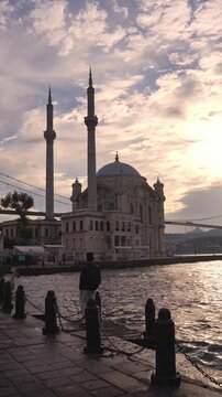 Scenic Sunset at Ortakoy Mosque and Bosphorus in Istanbul