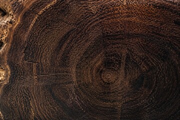 Fototapeta premium Close-up of ironwood cross-section showing dense grain patterns.