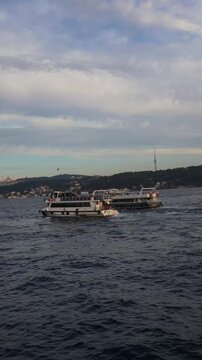 Passenger Ferry Crossing the Bosphorus in Istanbul Turkey