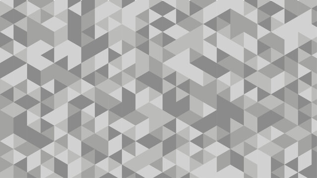 Abstract Gray Geometric Triangle Mosaic Pattern Background, Modern Low Poly Polygon Texture with Minimal Isometric Crystal Design for Wallpaper and Digital Backdrop