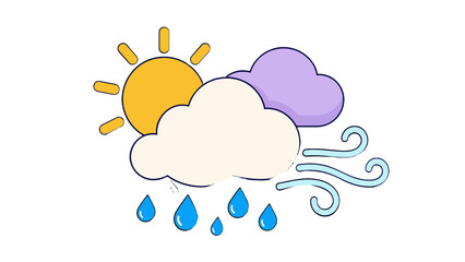 Fototapeta premium Weather icons with sun clouds rain and wind symbols
