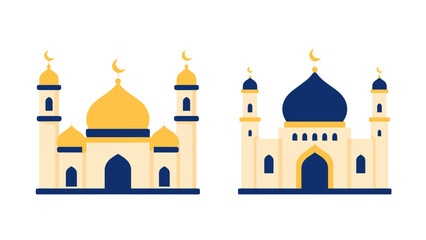 Flat vector mosque icons with domes and minarets © Andrei