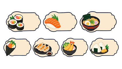Japanese food menu price card set with assorted dish illustrations © Andrei